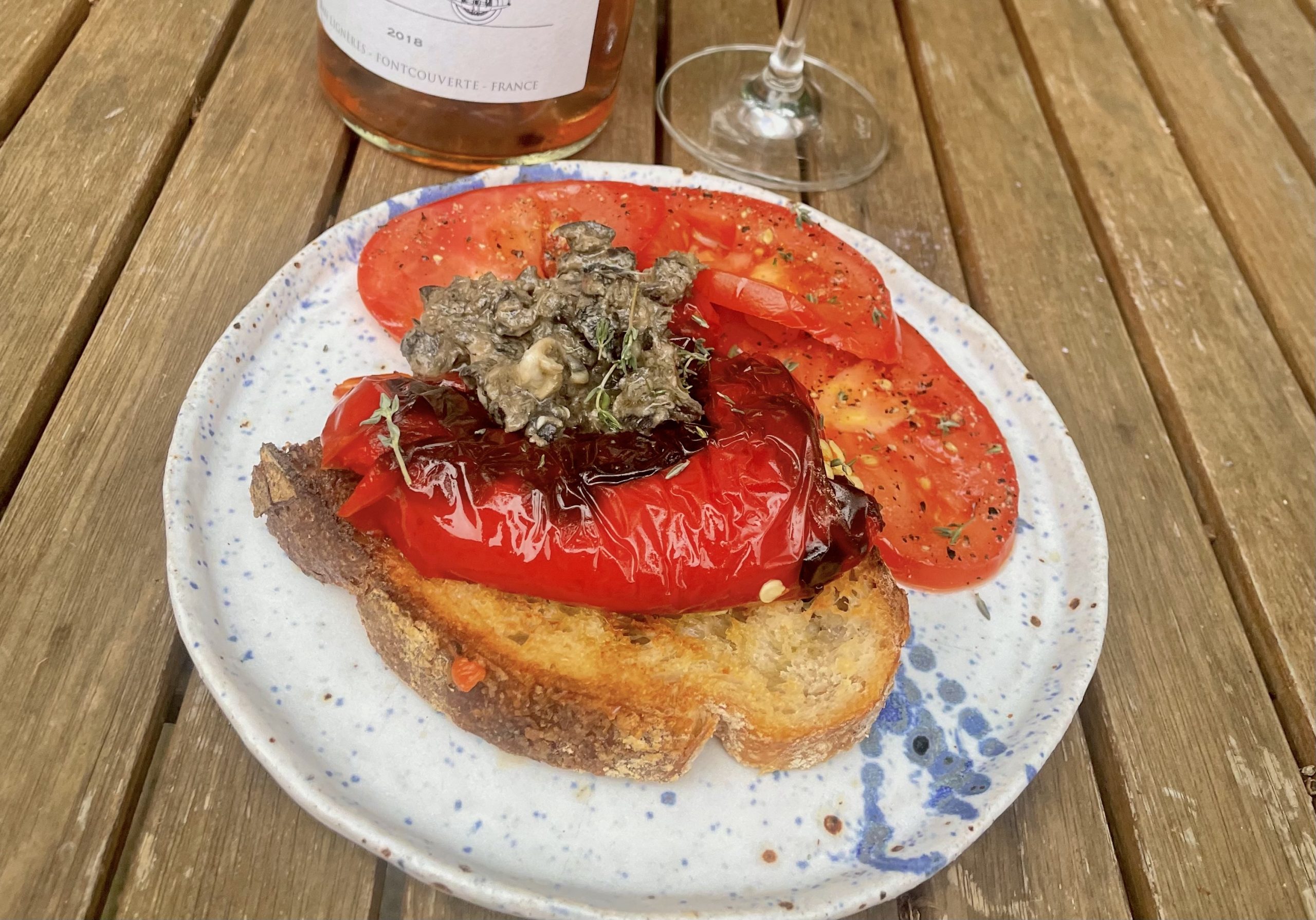 Red Pepper & Tomato Bruschetta with Black Olive & Anchovy Tapenade image